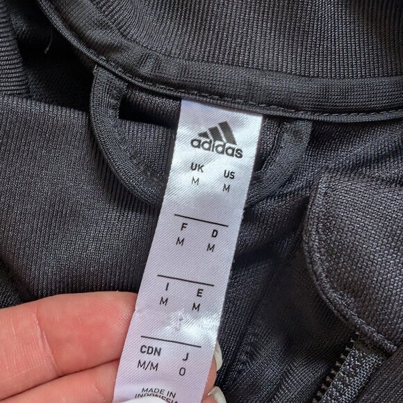 🖤 Adidas Classic Black Zip-Up Jacket — Unisex • White 3-Stripes 🖤 - Picture 3 of 4